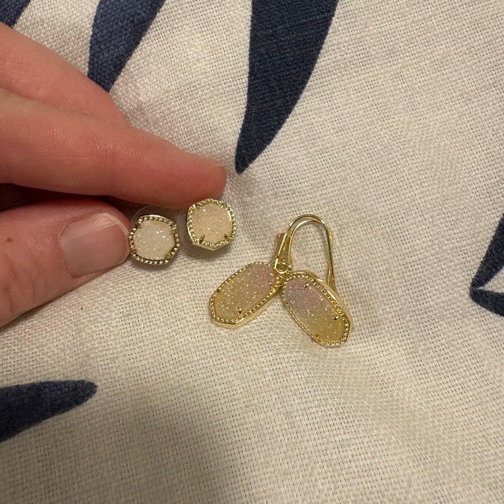 Kendra Scott Gold and White Earrings Minimalist Design